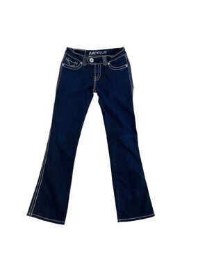 Carreli jeans flap pockets contrasting stitches low rise bootcut straight leg 27